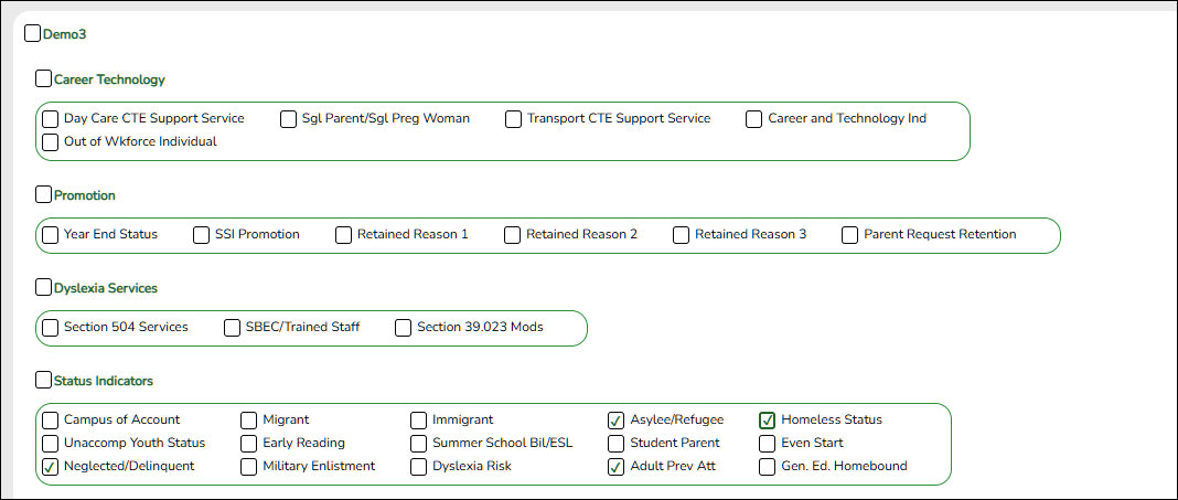 create registration report page Demo 3 section