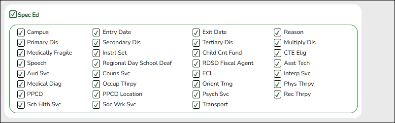 create registration report page Spec Ed