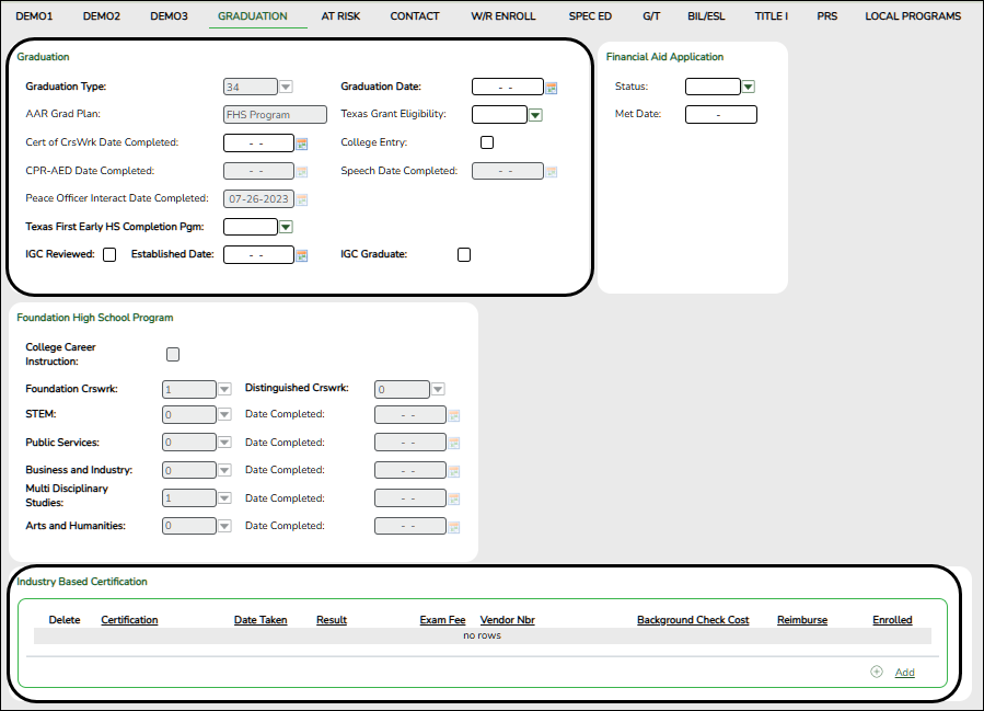 Registration graduation page
