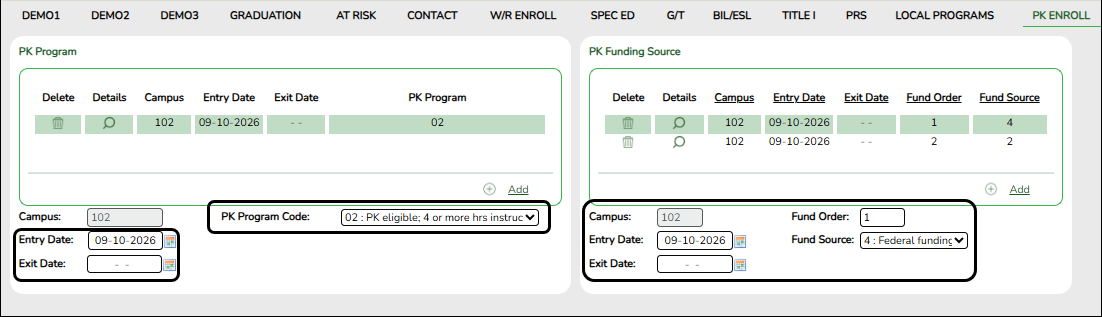 Registration PK Enroll page