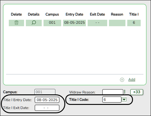 Registration Title I page