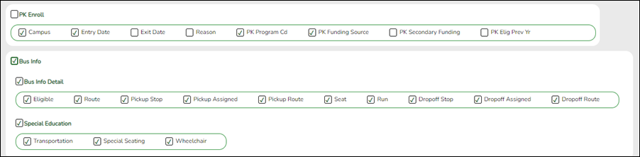 Create Registration Report page starting with PK Enroll fields