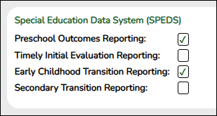 Registration State Reporting Page with SPEDS box options