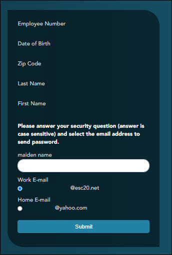 Security Question Page