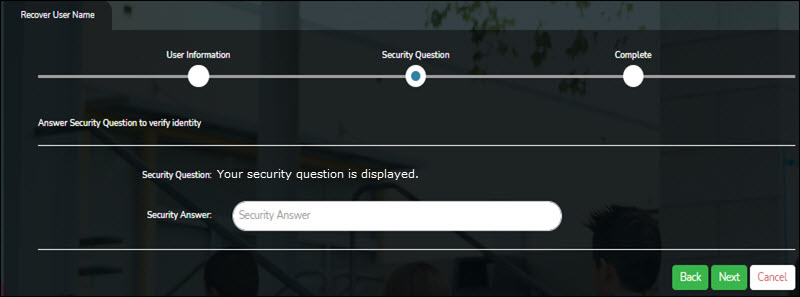 Security Question Page