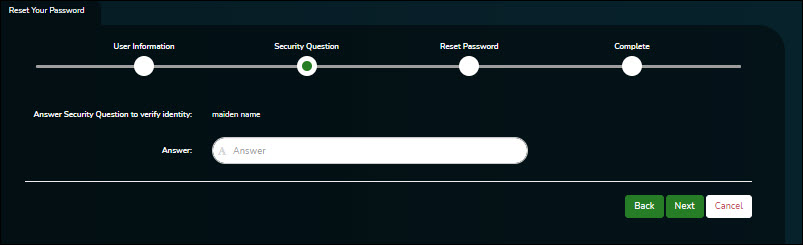 Security Question Page