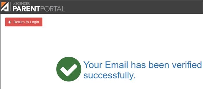 Email successfully verified message