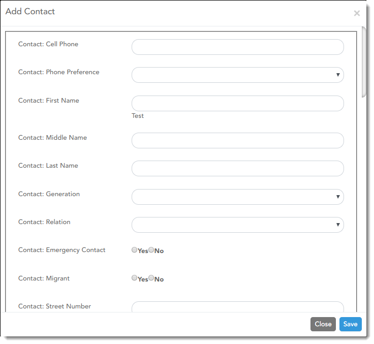Add Contacts window