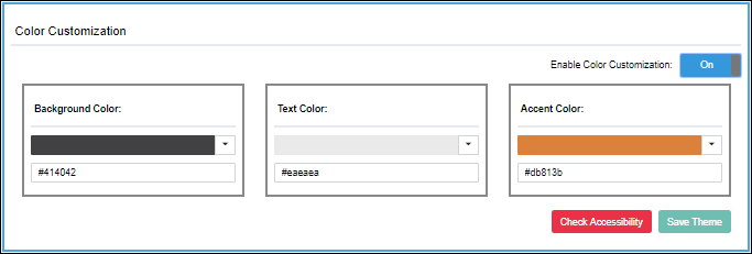 snippet District Settings page showing color selector
