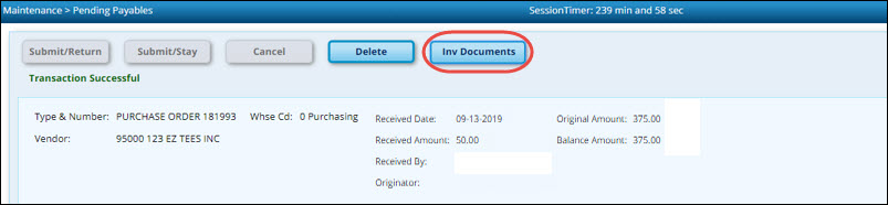 Invoice Documents Button