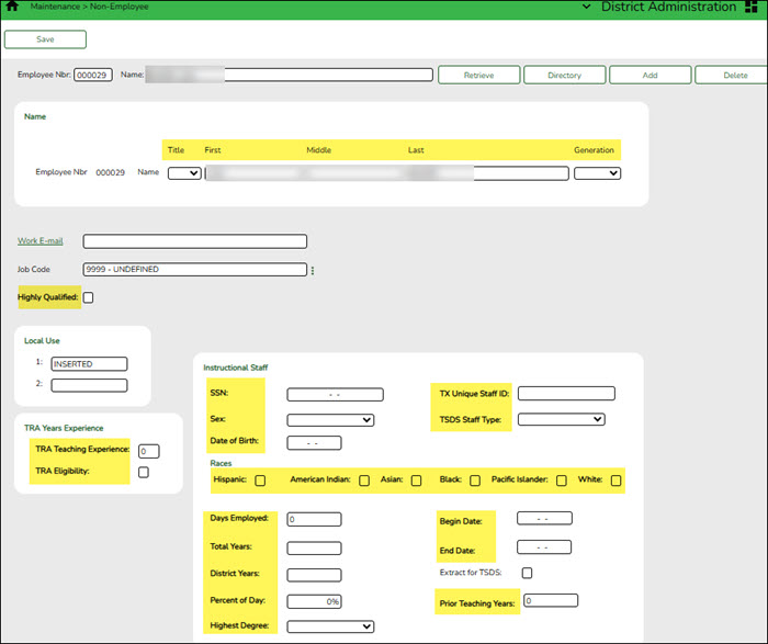 DA Non Employee Page