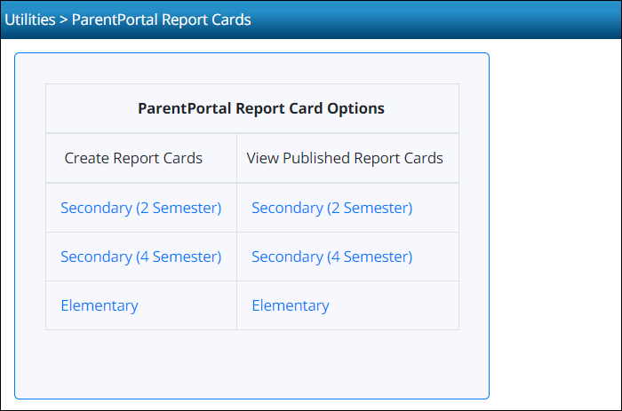 ParentPortal Report Card utility page