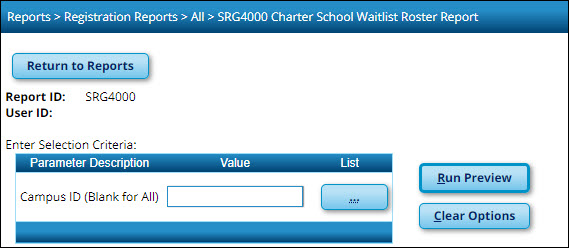 New Registration SRG4000 Charter School Waitlist Roster Report