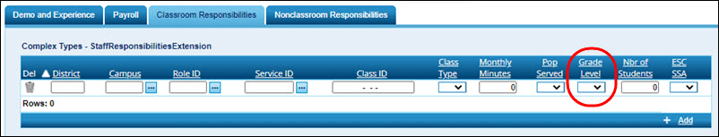 Classroom Responsibilities Tab With New Grade Level Field