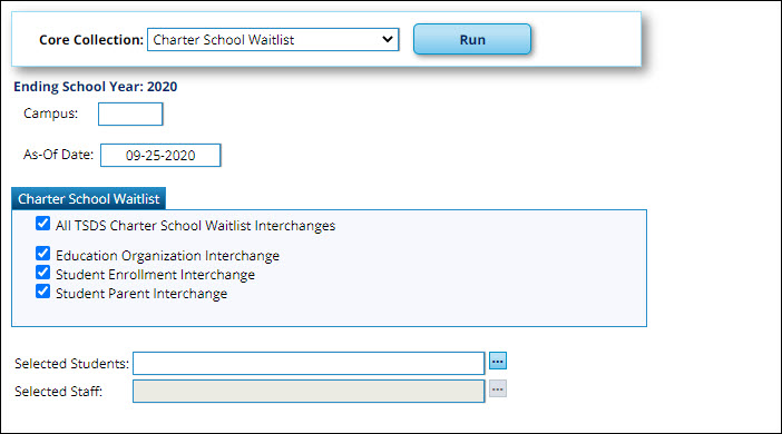Create TSDS Core Collections Interchanges Page With New Charter School Waitlist Collection 