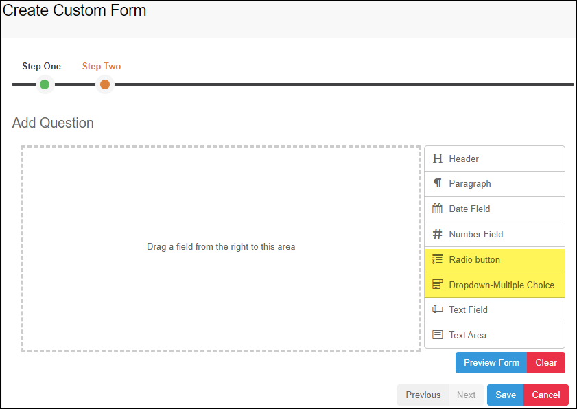 Create Custom Form page