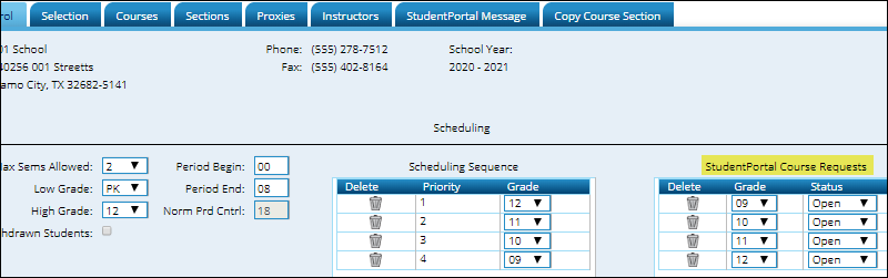 snippet of Campus Control tab with renamed heading highlighted