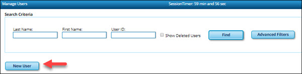 Manage Users Page With New User Button