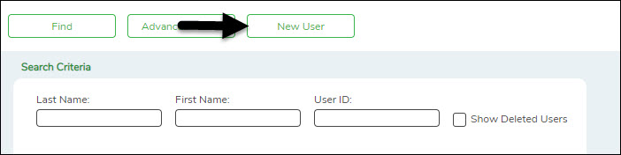 Manage Users Page With New User Button