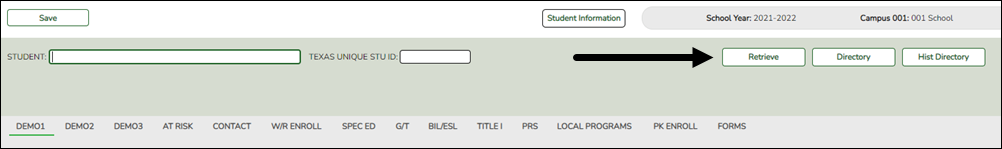 Click Retrieve button to enroll a student