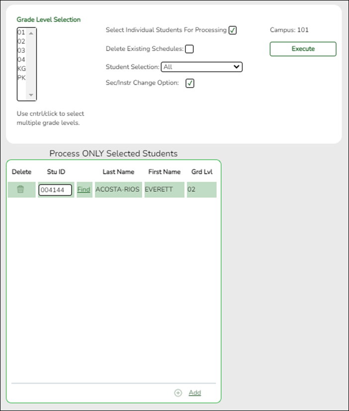 Delete-Rebuild Student Schedules From Table utility