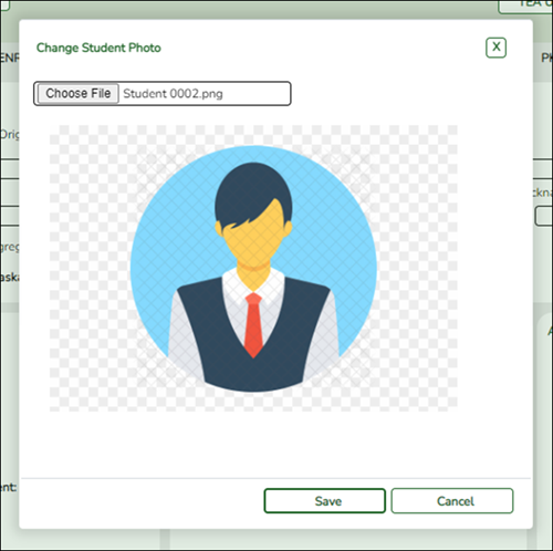 Change Student Photo window with different photo