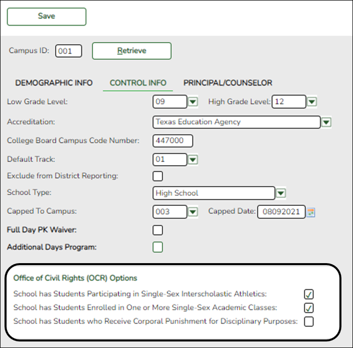Control Info with OCR fields circled