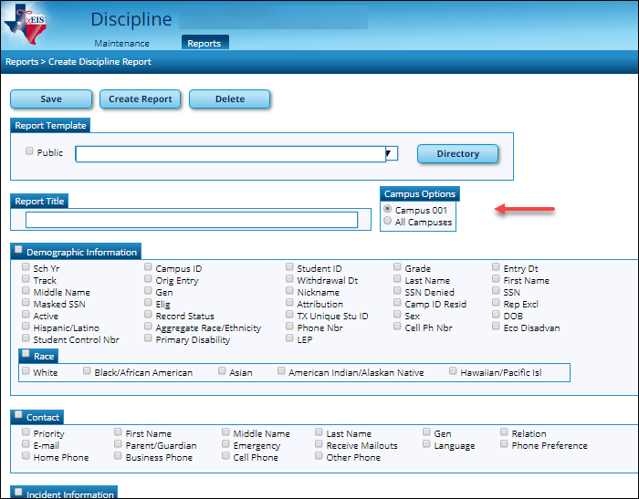 Create Discipline Report page