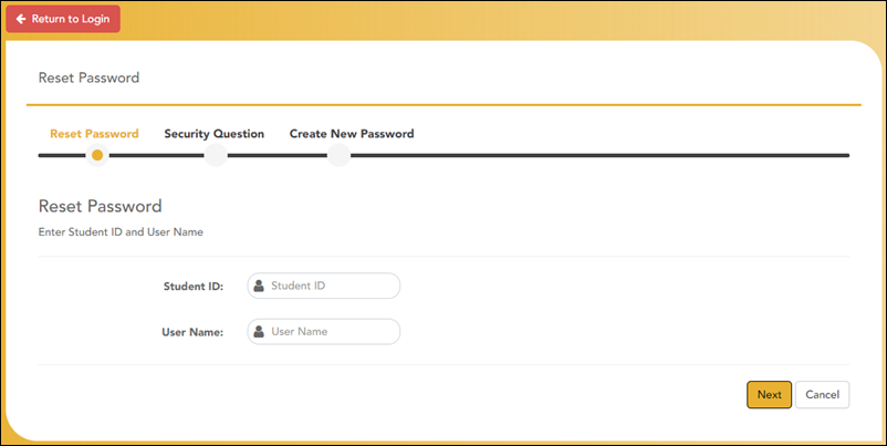 Reset Password Student ID and User Name