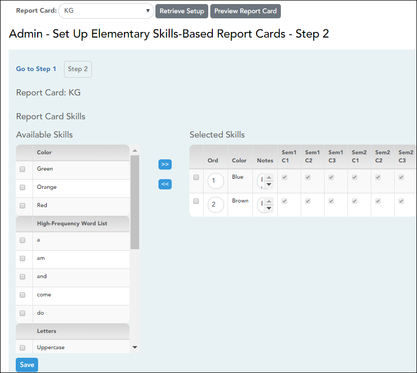 Skills-Based Report Cards Step 2