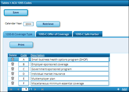 1095B Coverage Type Tab