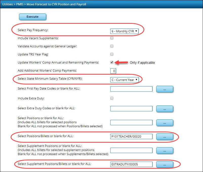 Move Forecast to Current Year Position And Payroll For 10 Month Employee