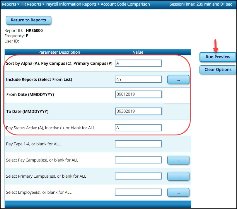 HRS6000 Parameters For 10 Month Employee