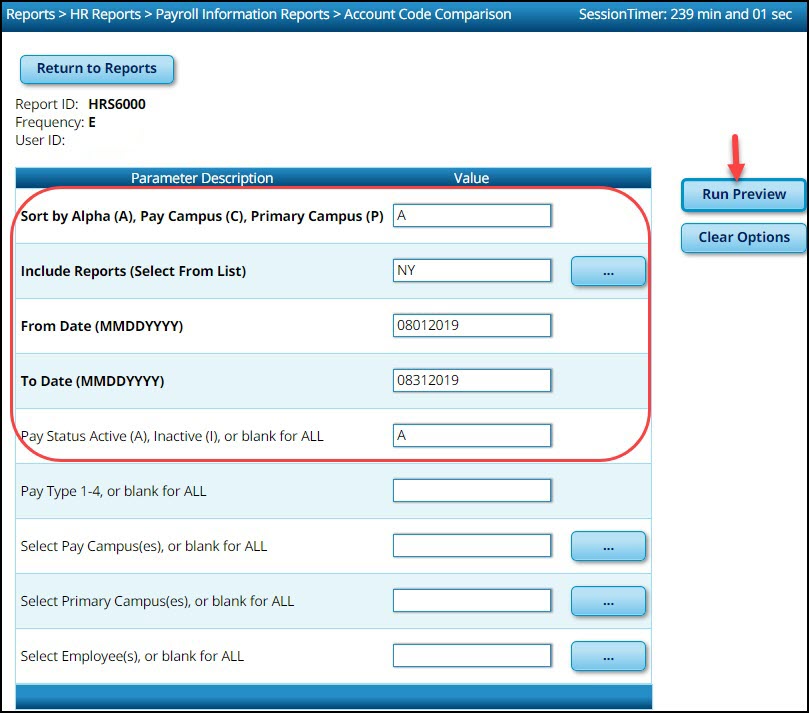 HRS6000 Parameters For 11 Month Employee