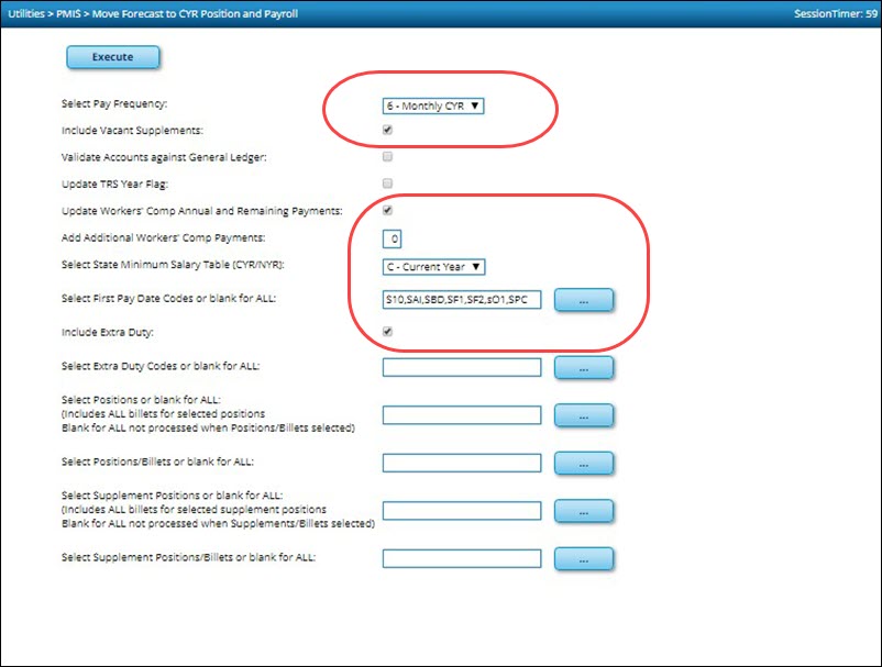Move Forecast To Current Year Position And Payroll