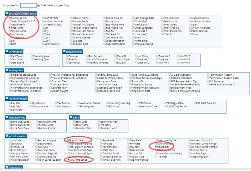 Human Resources User Created Report