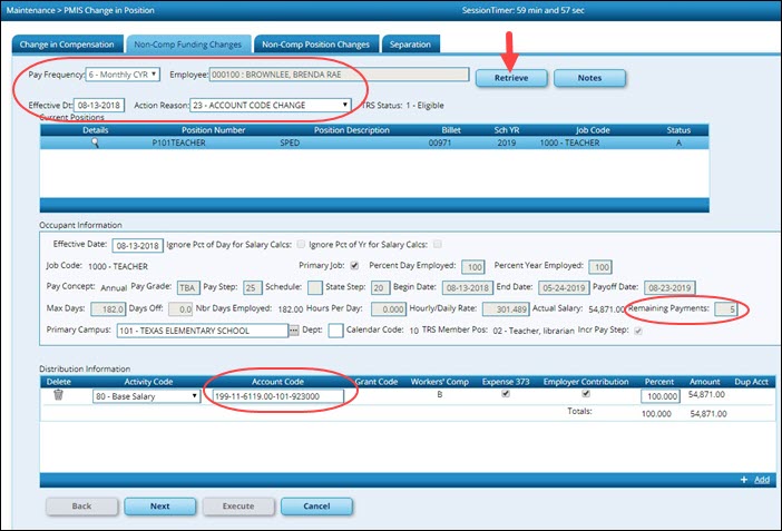 Non Comp Funding Changes Tab
