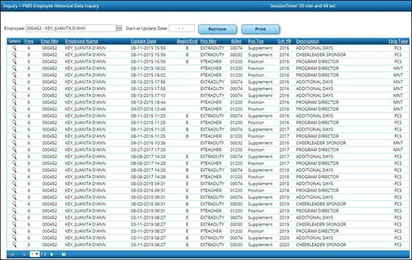 Historical Data Inquiry