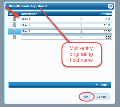 Bank Reconciliation Multi Entry Miscellaneous Adjustment Window 