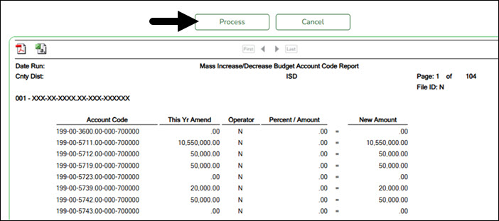 Mass Increase/Decrease Account Code Report