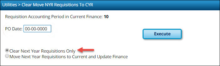 Clear/Move NYR Requisitions to CYR page