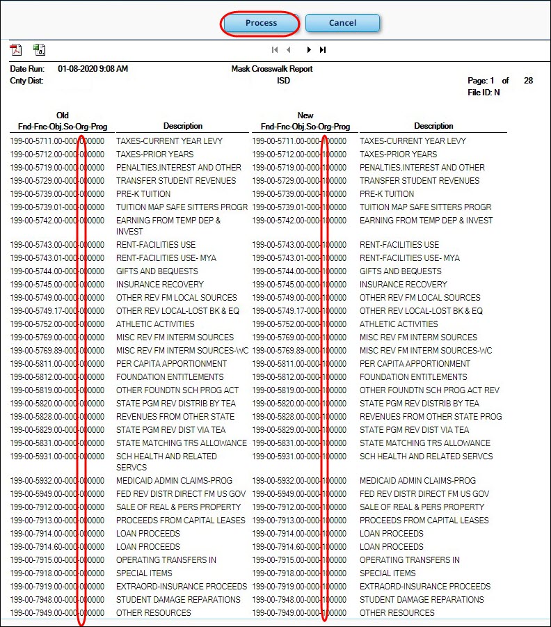 Mask Crosswalk Report