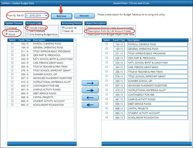 Update Budget Data Page