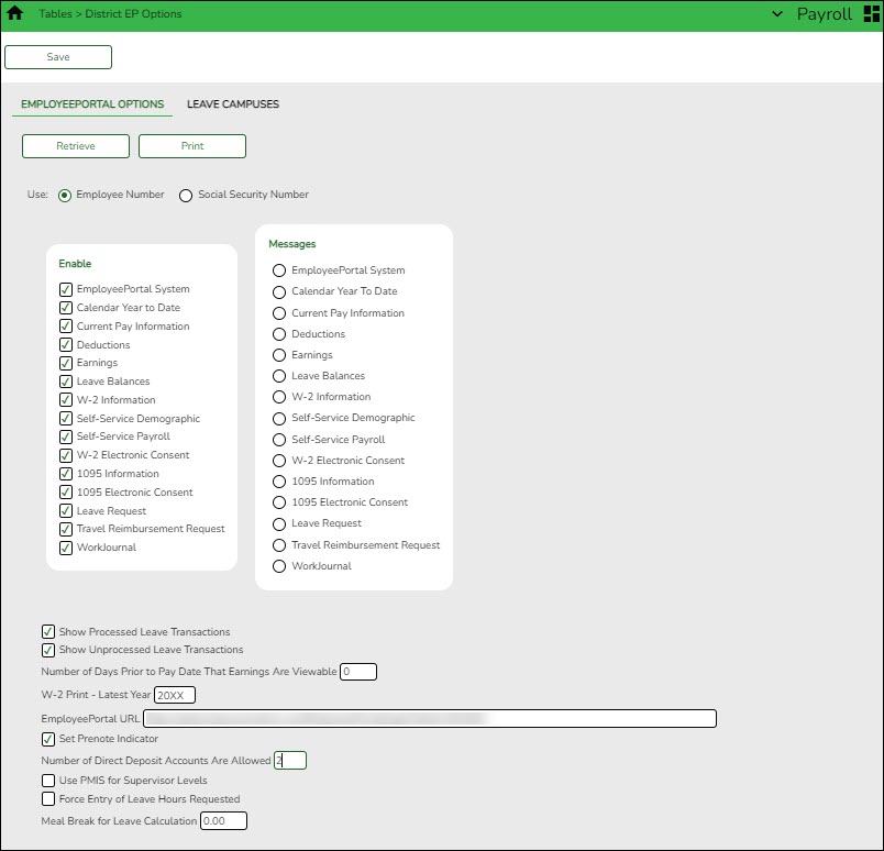 EmployeePortal District Options