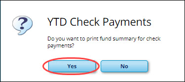YTD Check Payments Message Box
