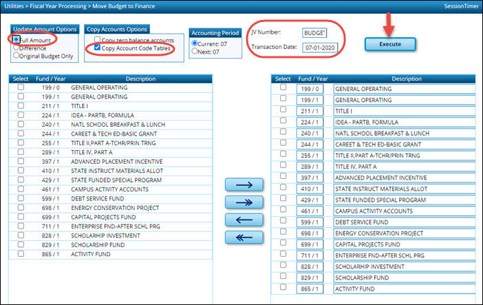 Move Budget To Finance Page