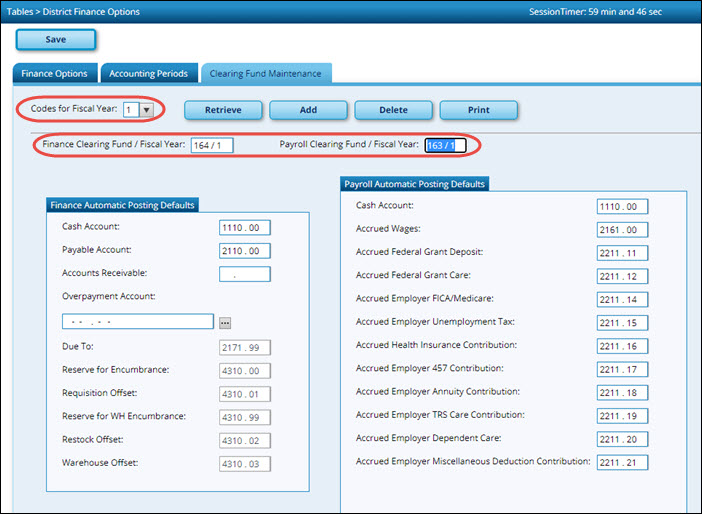 Clearing Fund Maintenance Tab