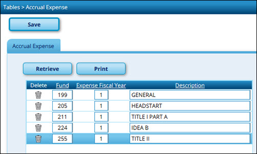 Accrual Expense Page