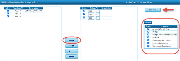 Mass Update User Account By Fund Page