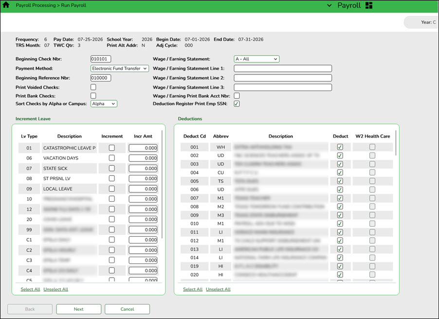Run Payroll Page